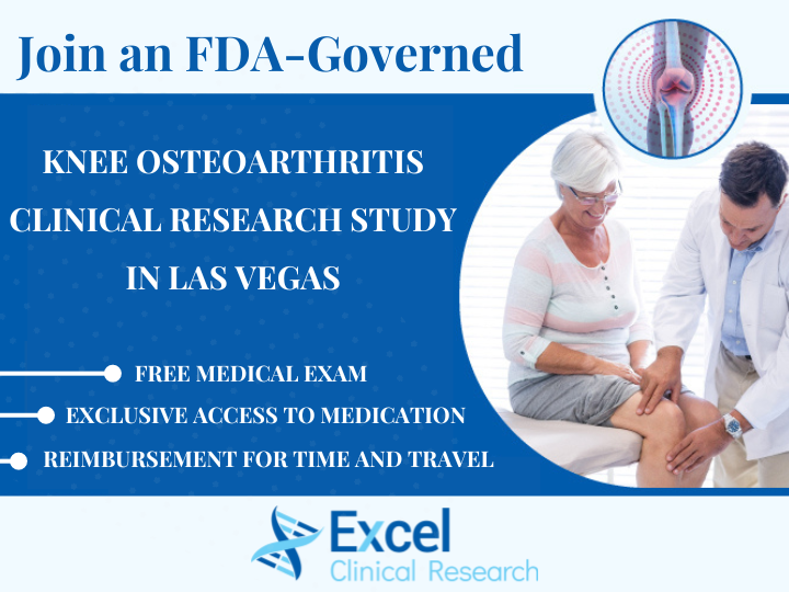 Join a Knee Osteoarthritis clinical research study in Las Vegas. Get a free medical exam and exclusive access to medication. Reimbursement for time and travel. Space is Limited.
#Osteoarthritis #KneePain #LasVegas