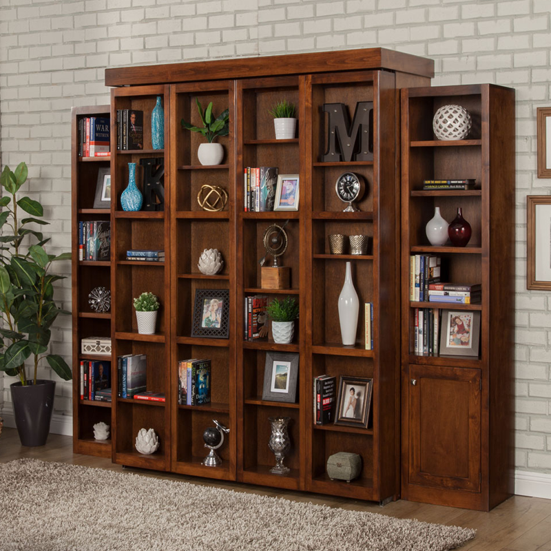 This Library murphy bed is a two-in-one solution and is a wonderful option for any apartment, home, or guest room. The library-like shelves allow you to showcase books and other personal or decorative items. This wallbed model can hold multiple books on its bi-fold doors and when you want to sleep just slide the doors open and pull down the bed.