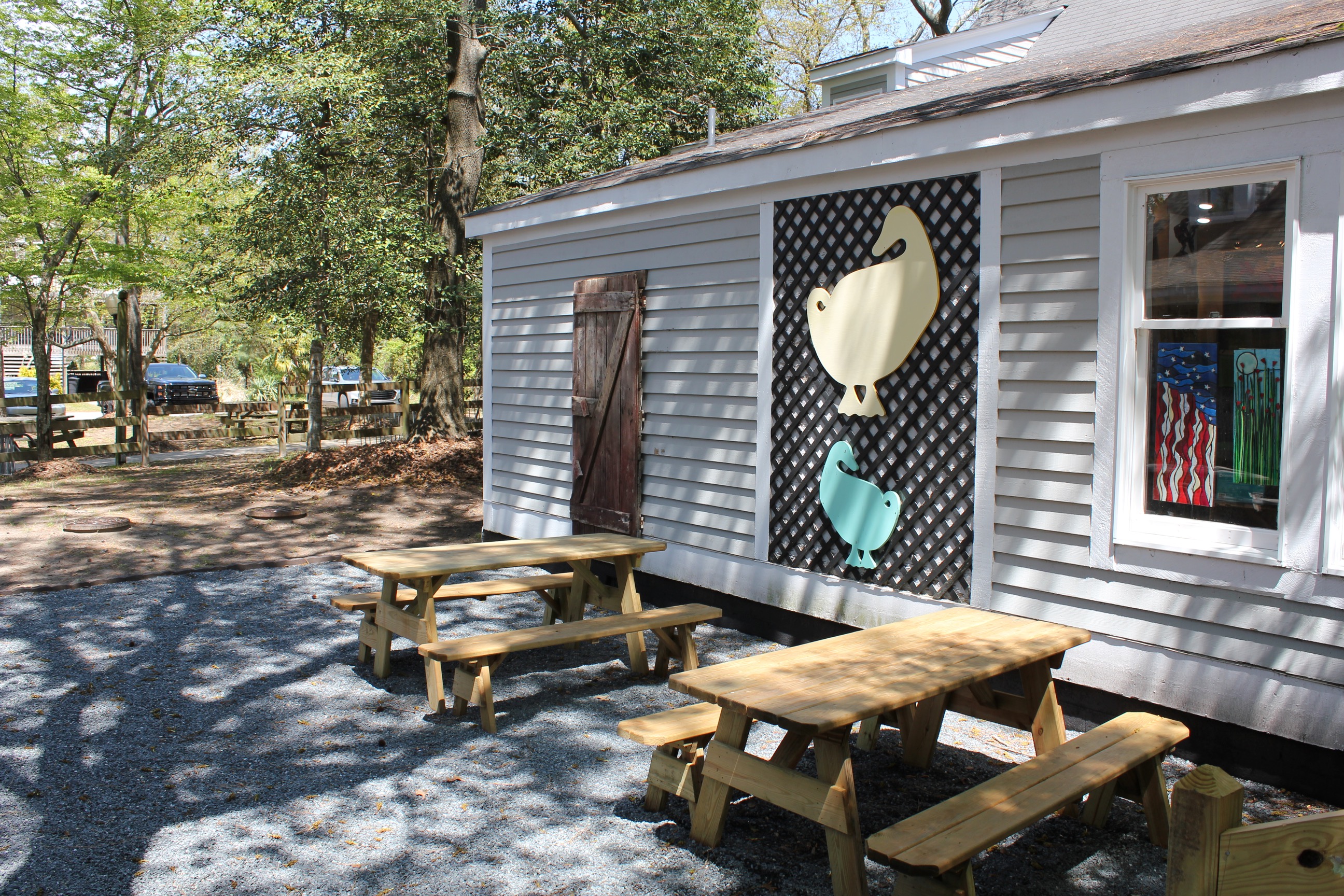 Scarborough Faire Shopping Village Outdoor Dining Area in Duck, North Carolina.