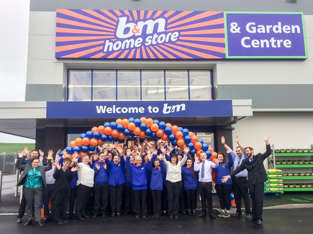 The store team at B&M's new Evesham Home Store & Garden Centre can't contain their excitement on opening day.