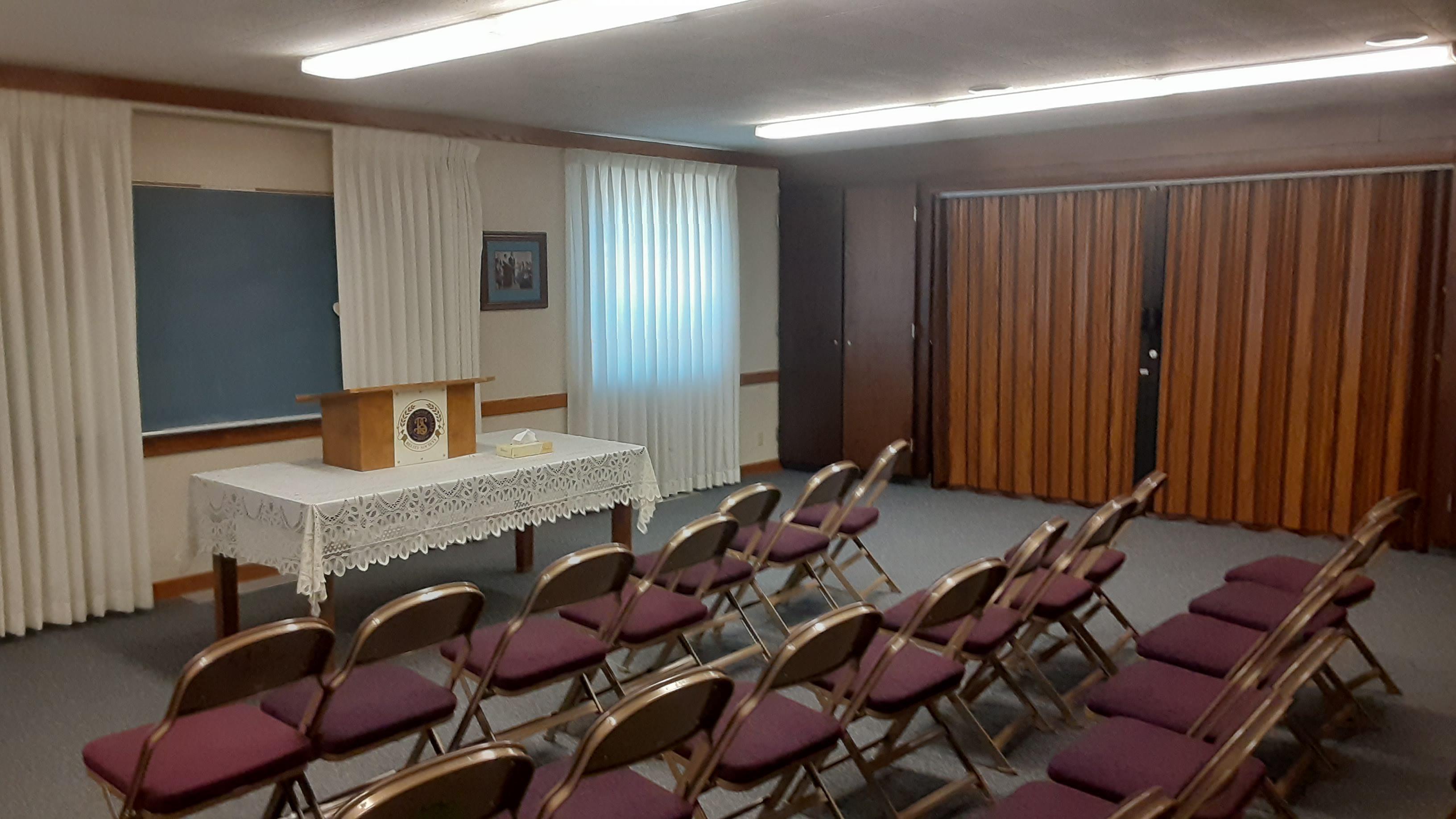 A classroom of the Hawthorne and Quinn Building of The Church of Jesus Christ of Latter-day Saints located at 4010 Hawthorne Road in Pocatello, Idaho.