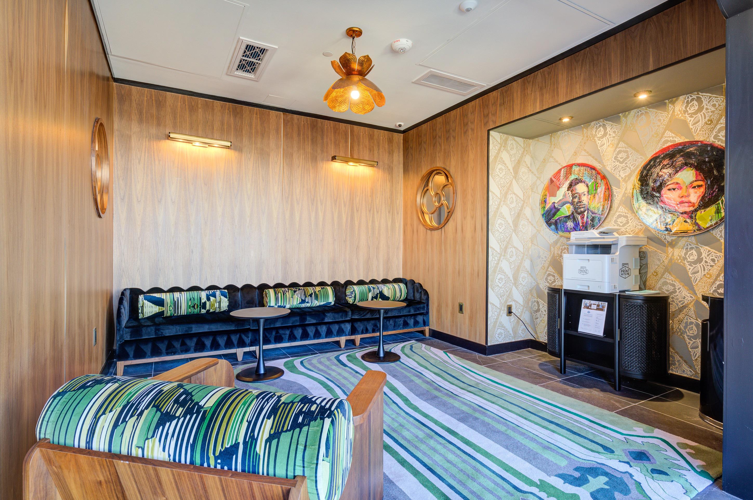 Numerous remote working spaces with printing capabilities.