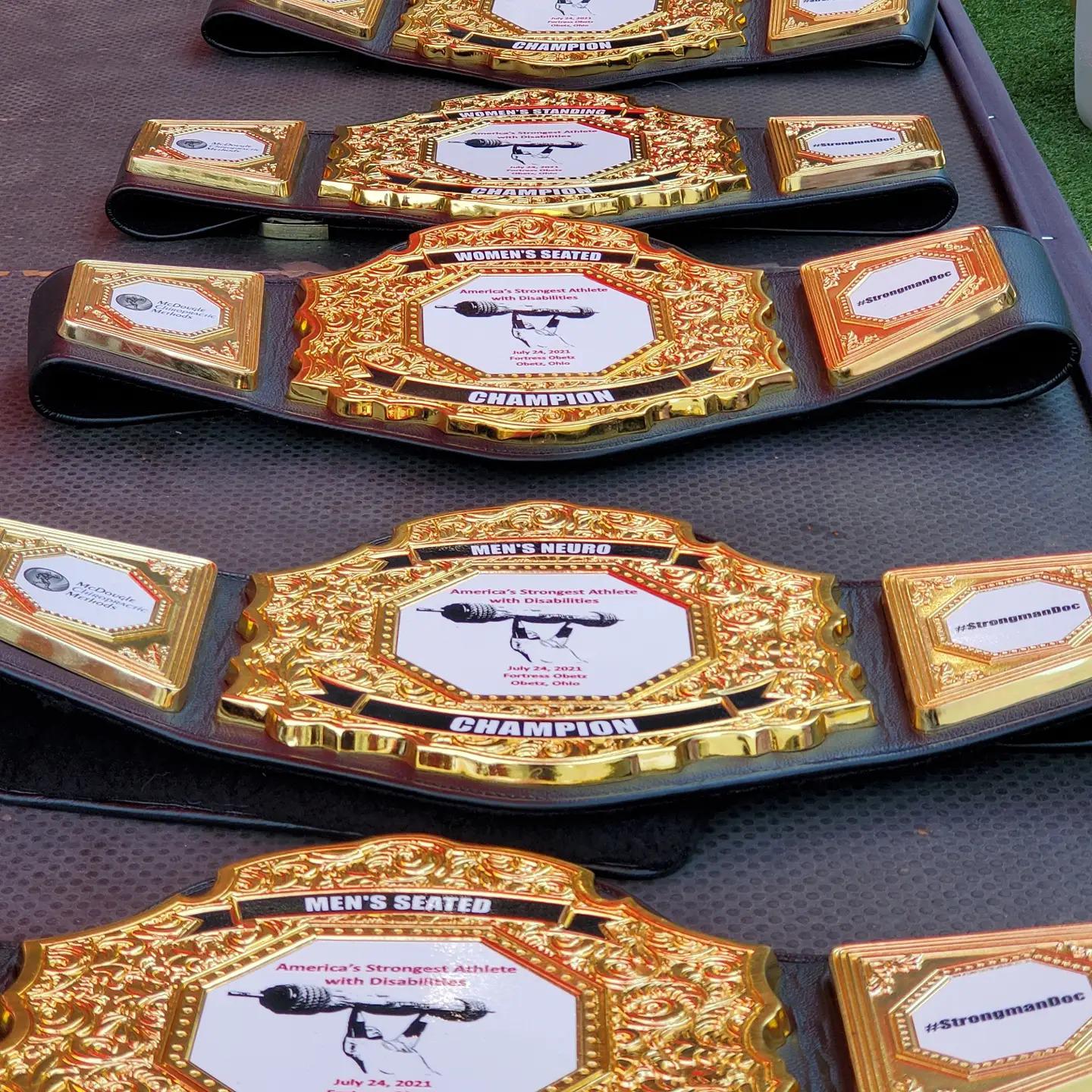 These are some of the belts supplied by IN chiropractic and wellness for the North American strongest athlete with disabilities competition.