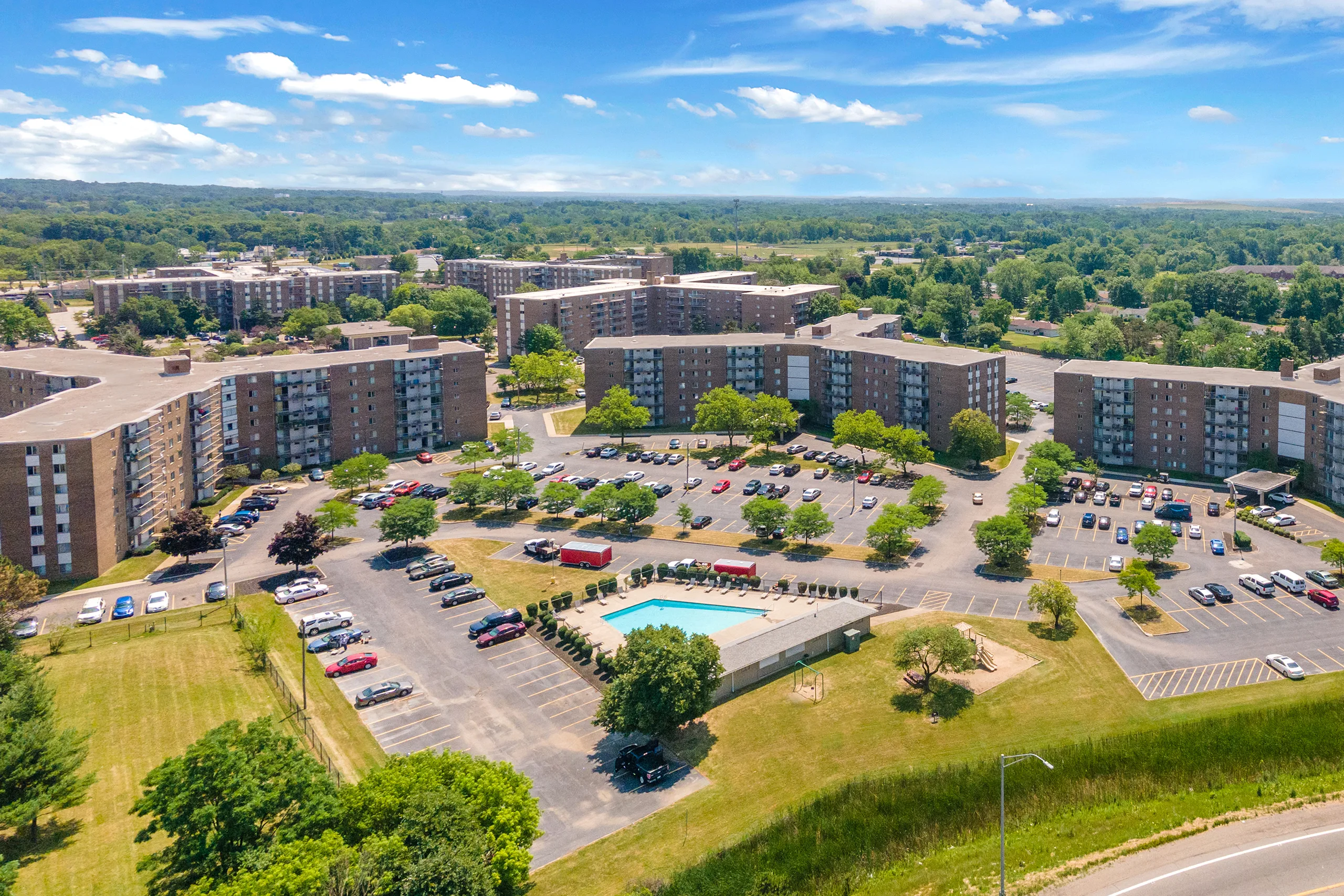 Aerial View of Building Exterior