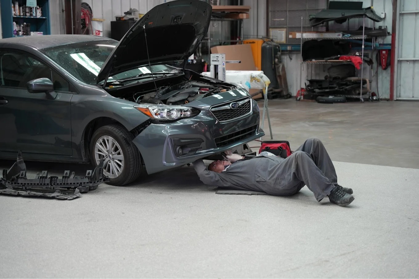 Auto body repair work at Husteads Auto Body in Berkeley, CA.