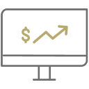 Uptrend computer screen icon.