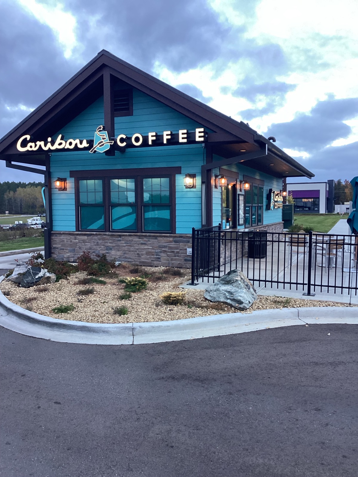 Storefront of the Caribou Coffee at 1033 Chippewa Crossing Blvd in Chippewa Falls