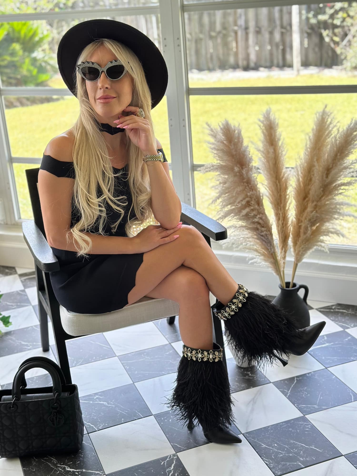 Naples, FL Womens Luxury Shoes: The Foxy Black Feather Stilettos. We ship across the US