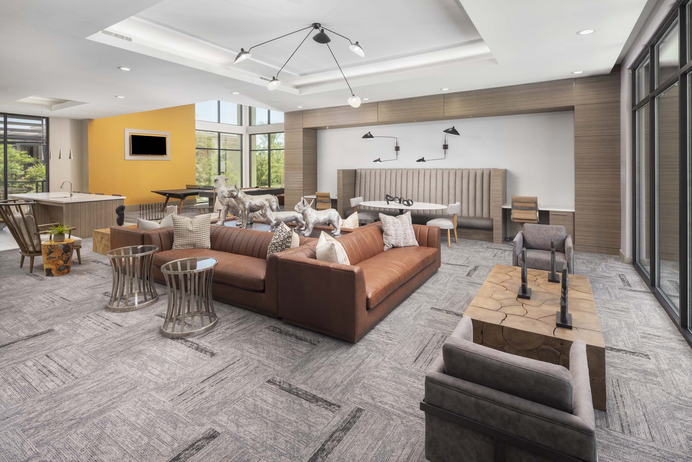 Second floor resident lounge seating areas at Camden Tempe apartments in Tempe, AZ