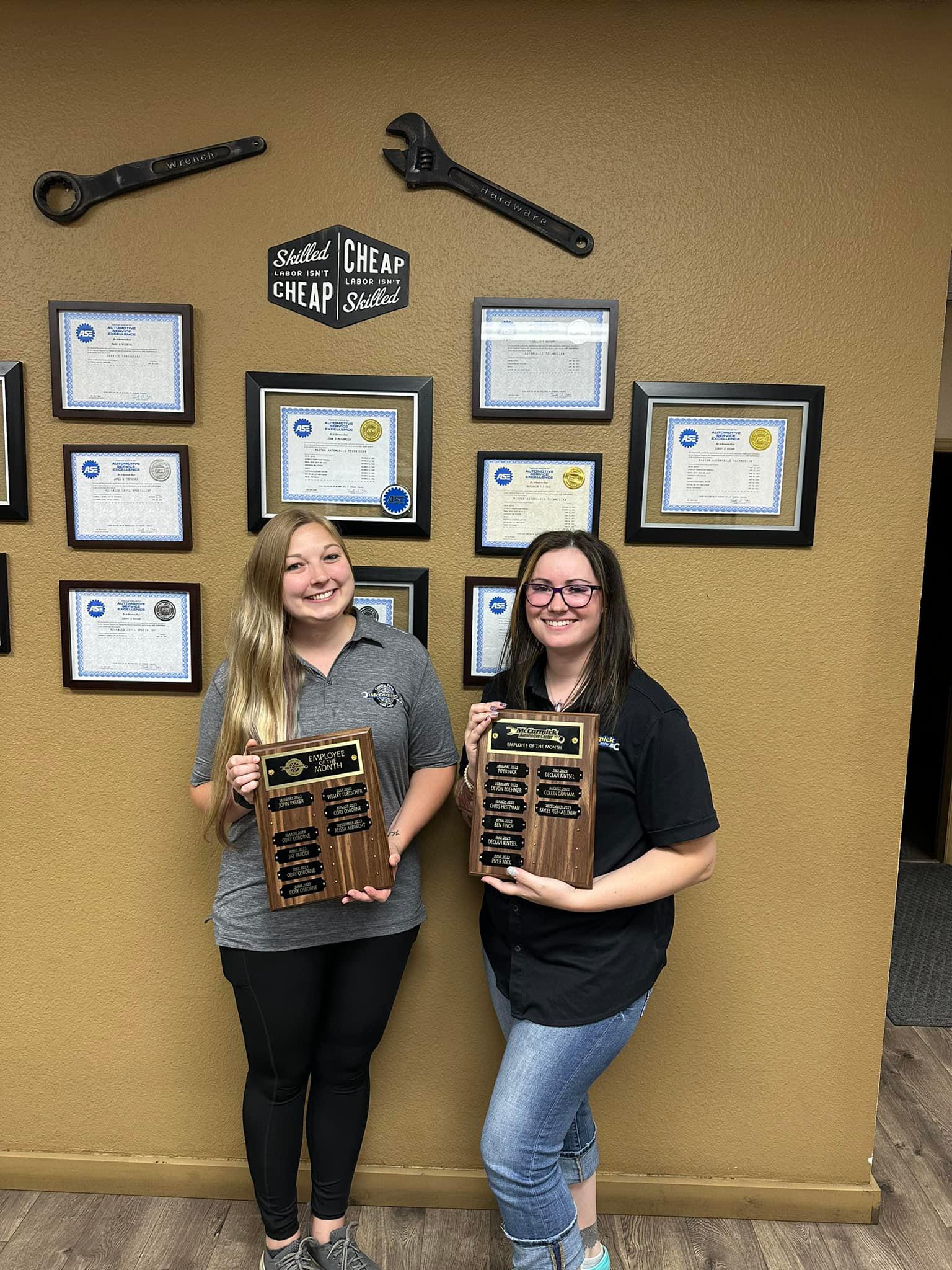 Look at both of our amazing gals getting Employee of the month for September! Congratulations to bot McCormick Automotive Center Fort Collins (970)472-2030