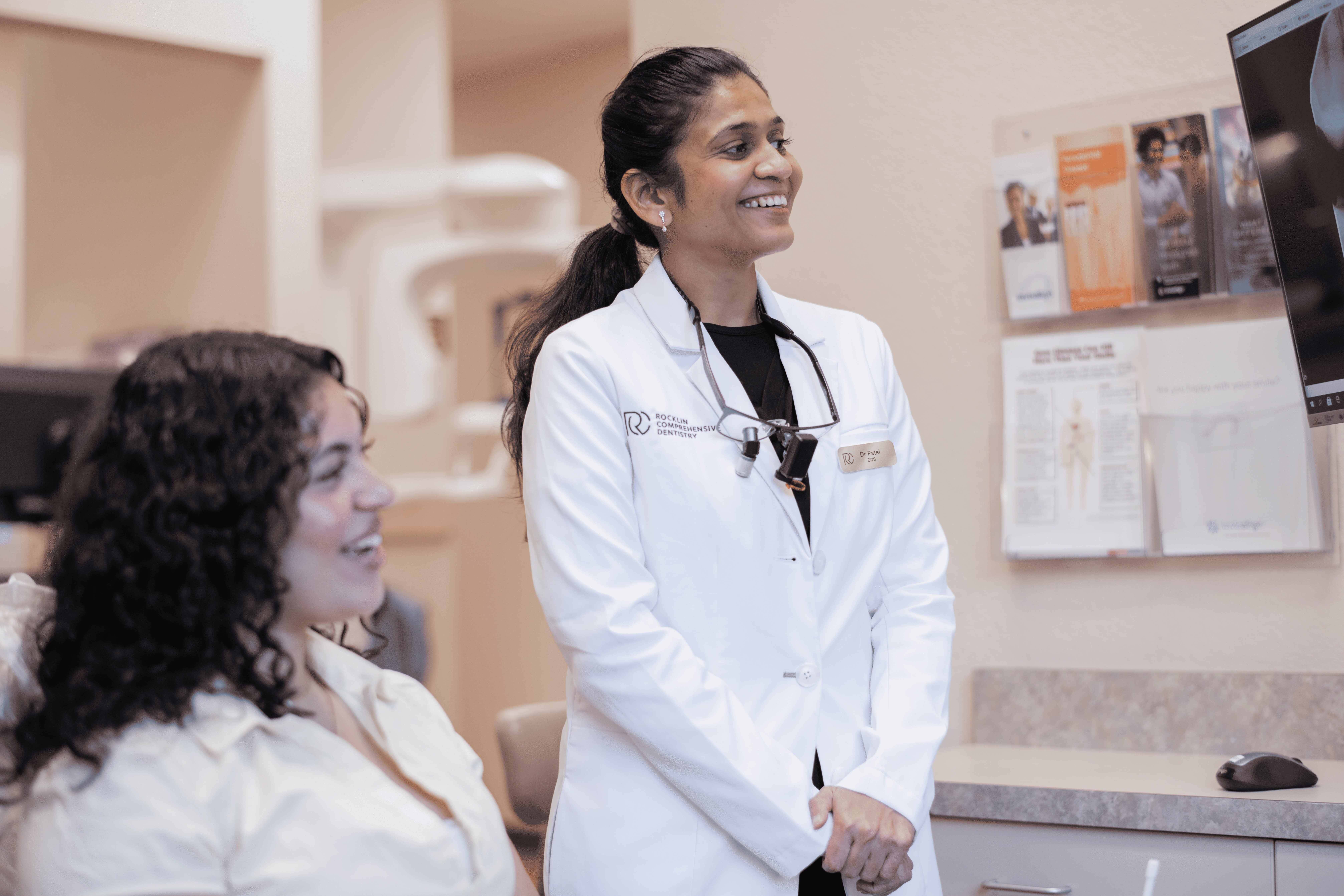 Dr. Purna Patel with patient at Rocklin Comprehensive Dentistry