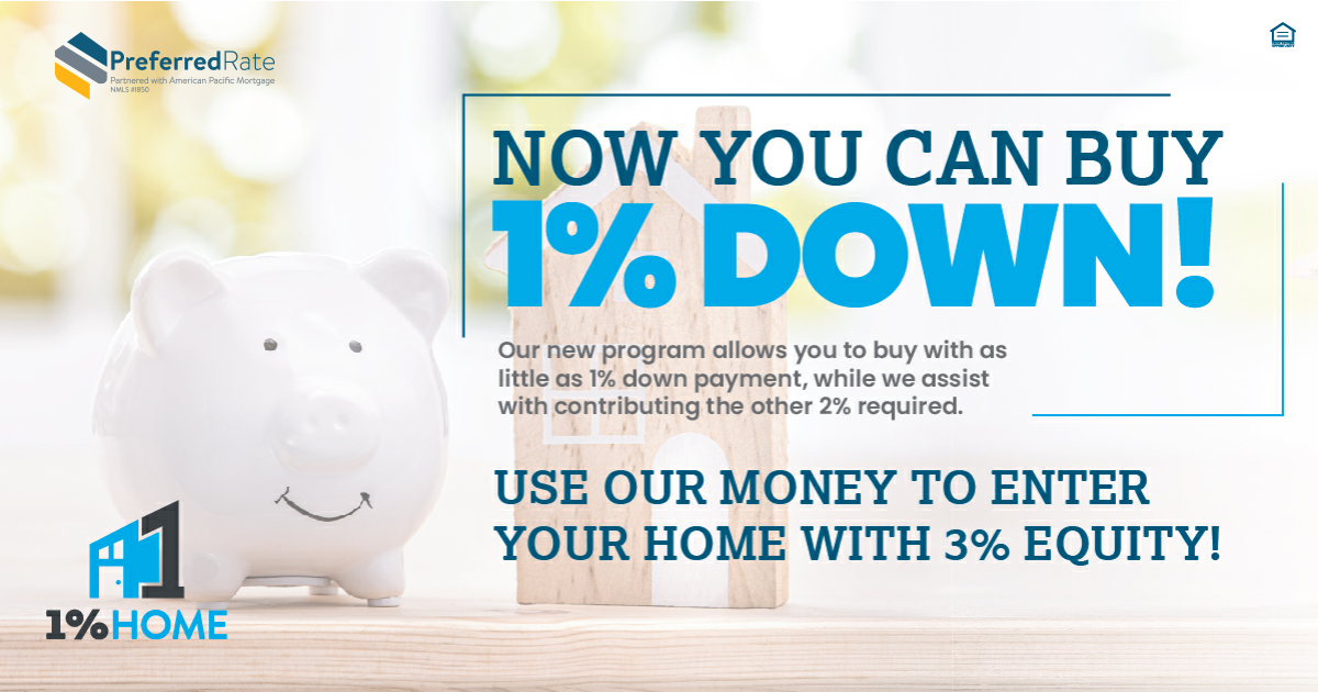 The rumors are true: Homeownership just got 2% easier! With Preferred Rate's 1% Home program, you ca Sergio Giangrande - Preferred Rate Oakbrook Terrace (847)489-7742