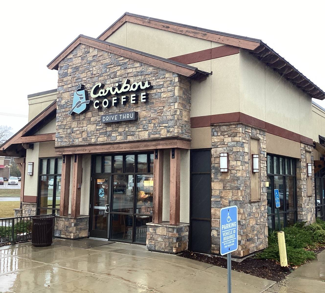 Storefront of the Caribou Coffee at 1720 Rice Street in Maplewood