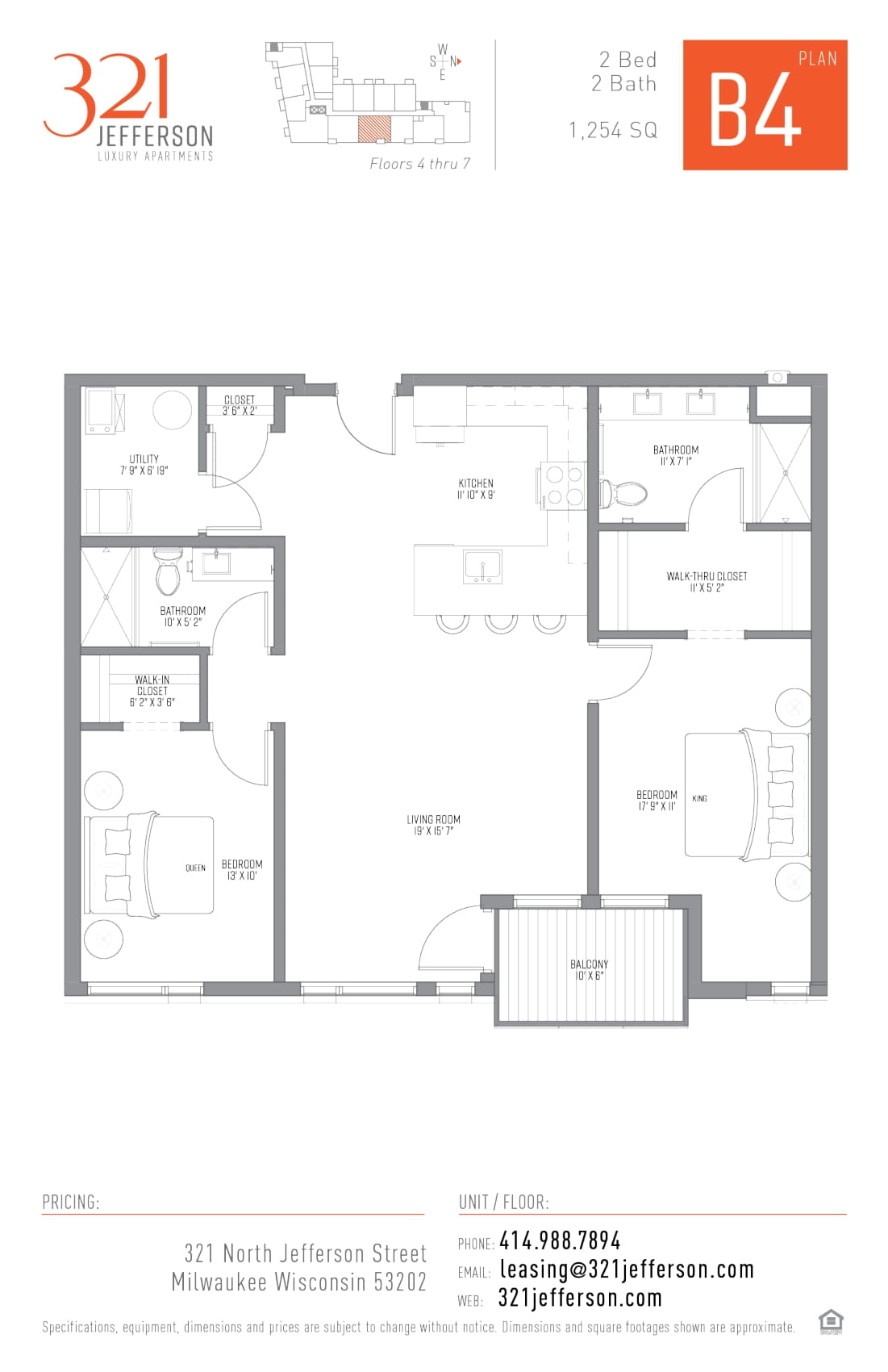 321 Jefferson Two Bedroom Floor Plan B4 1254 Sq Ft