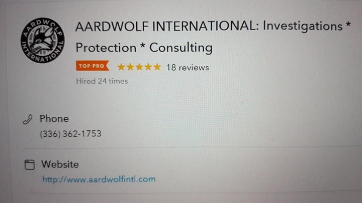 AARDWOLF INTERNATIONAL:  Protection * Investigations * Consulting Photo