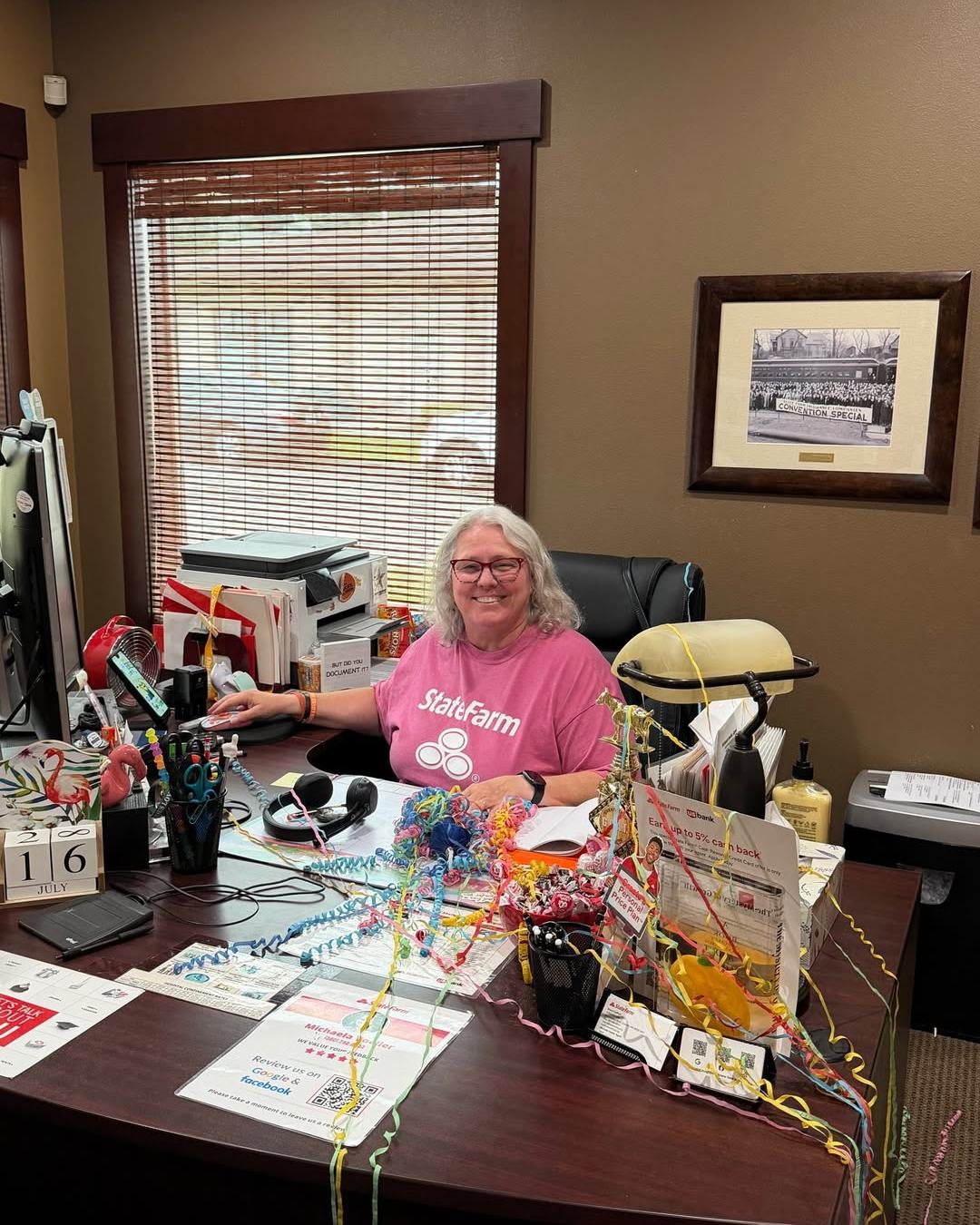 Can you guess why Sheryl received confetti?
