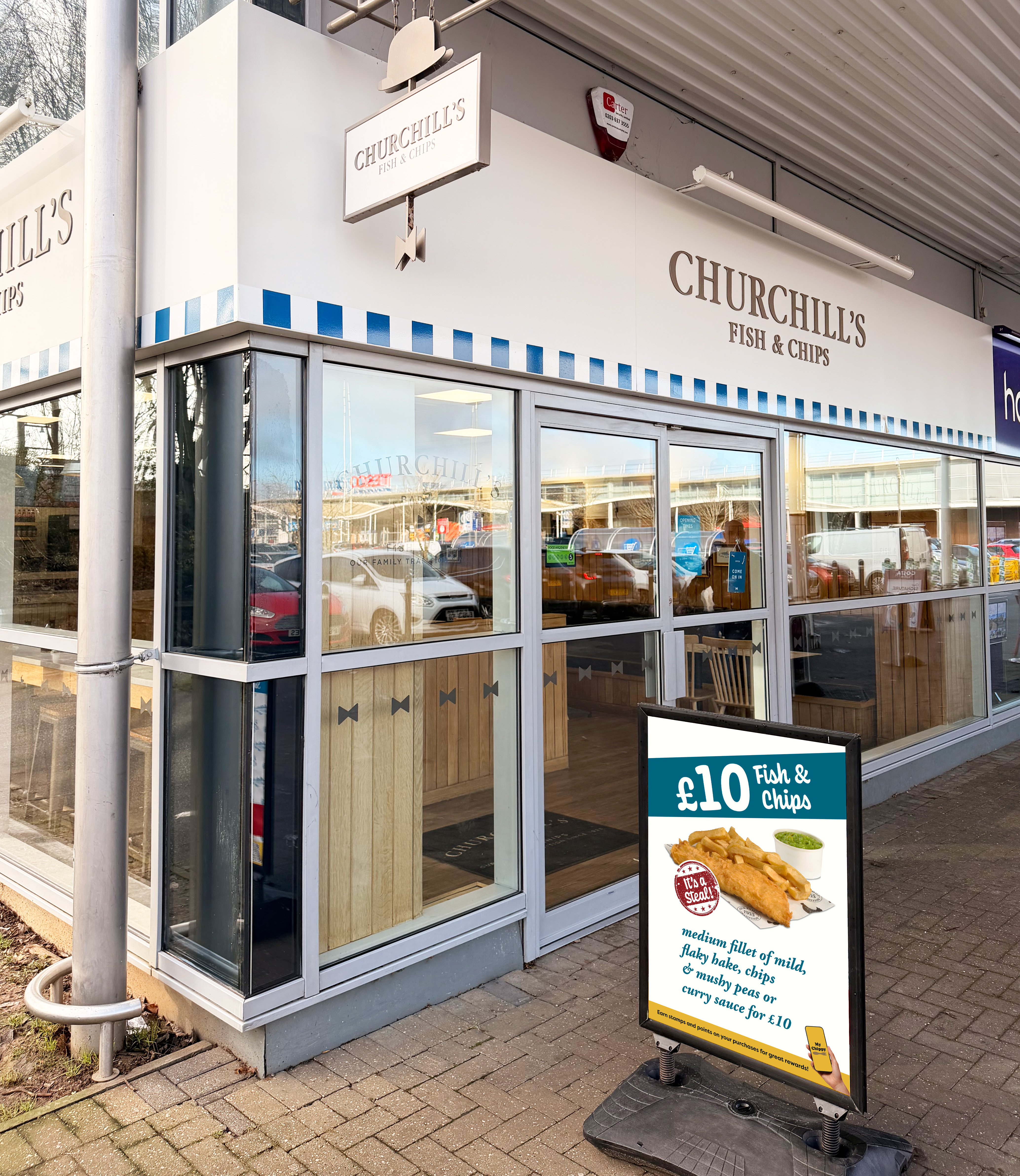 Churchills Fish and Chips, Bar Hill shop front