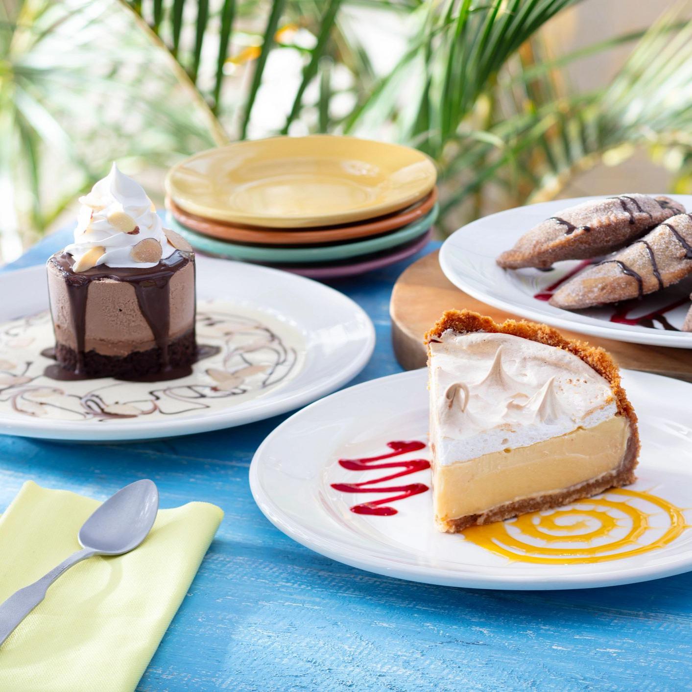 Choose from any of out sweet endings; Chocolate Island, Rebecca’s Key Lime Pie and Pineapple Cheesecake Empanadas.