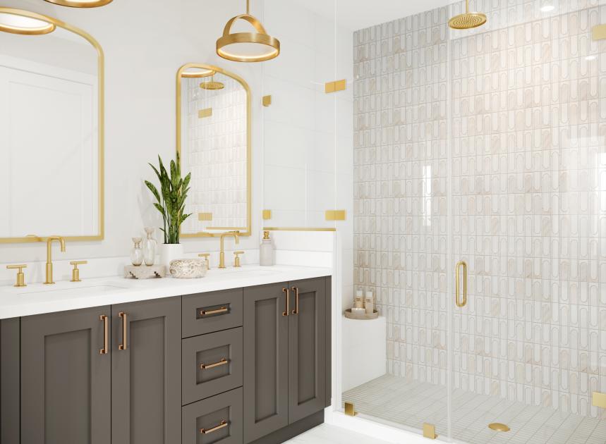 Spa-like primary bathrooms with dual sink vanities