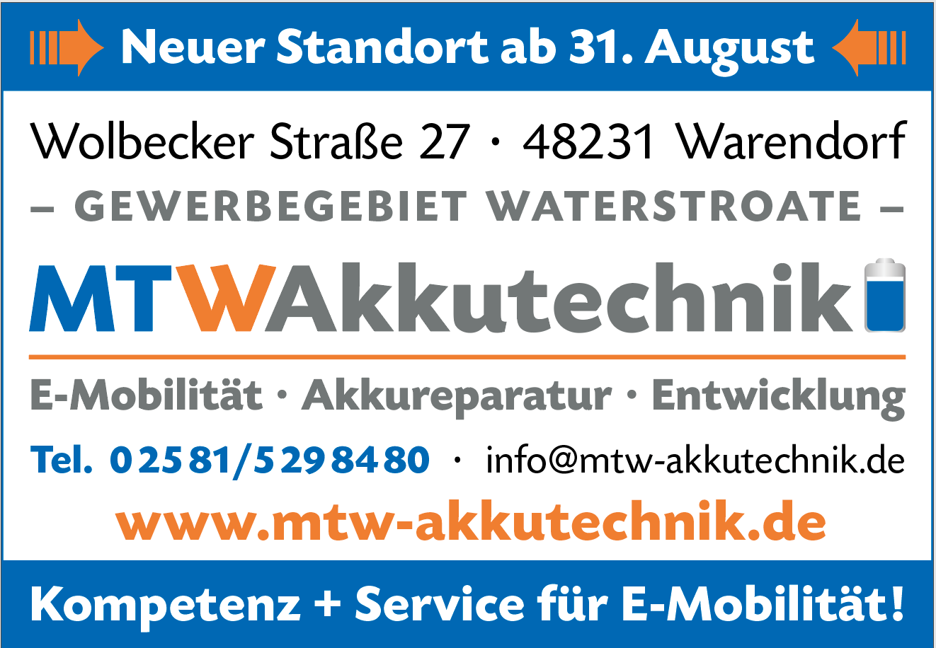 MTW Akkutechnik - Markus Tholen | E-Mobilität - Akkureparatur - Entwicklung, Wolbecker Straße 27 in Warendorf