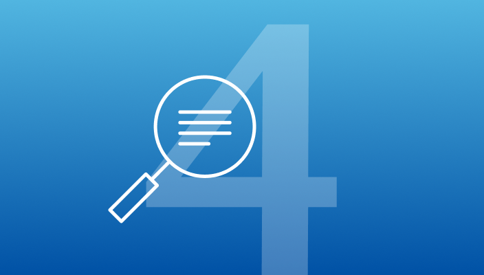 Magnifying glass icon and a number 4 icon.