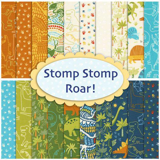 Stomp Stomp Roar celebrates Dinosaurs. With cute prints showing them stomping through a jungle, footprints on the ground and colorful Dino bones, this collection captures the excitement we have for these ancient animals. For something new, the Stomp Stomp Roar panels include a Dino backpack to go with a couple of easy Dino pillows and a fabric activity book. There are so many possibilities that your Dino-enthusiast will be roaring with delight. Stop by the shop or check it out online today!