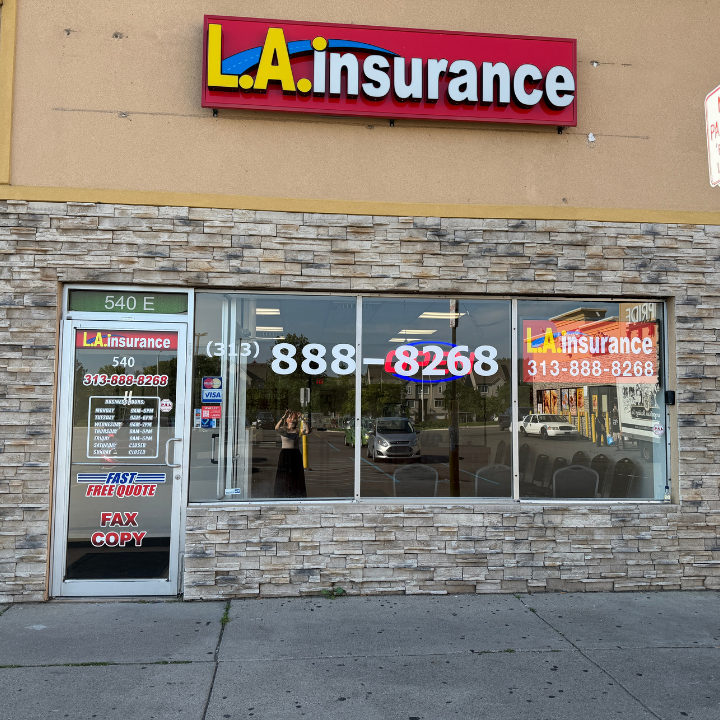 Exterior of the L.A. Insurance Agency located at 540 E. Warren Ave. in MI