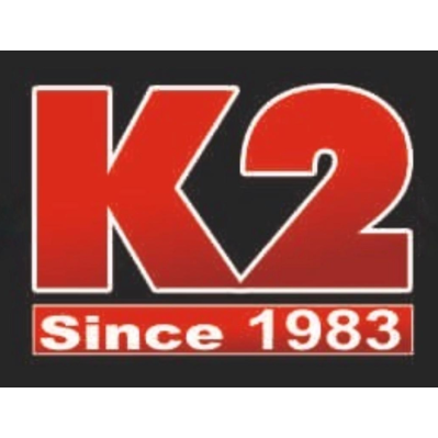 K2 Since 1983 Kebab e Pizza Tacos Chicken Logo