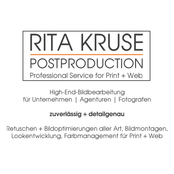 Logo Rita Kruse Postproduction Professional Service für Print + Web, High-End-Bildbearbeitung