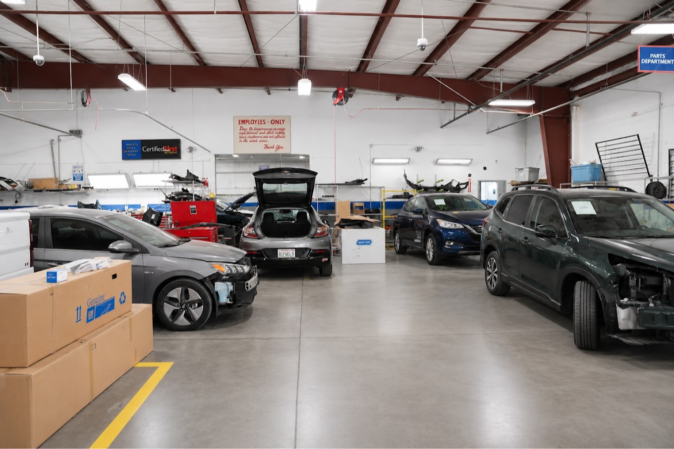 Auto body repair shop, Husteads Auto Body, Berkeley, CA.