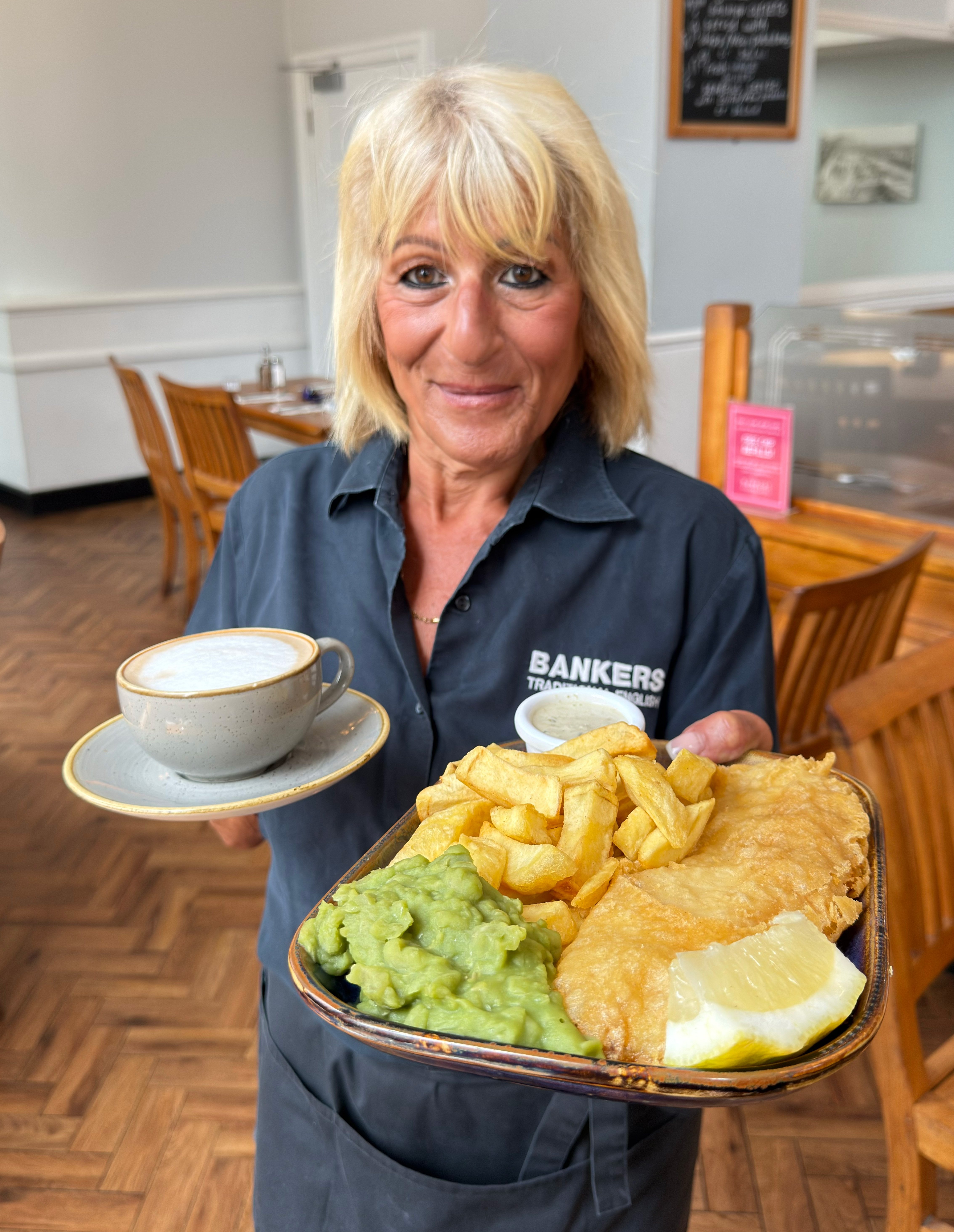 Fish, chips, mushy peas and a hot drink from &pound;9.95!