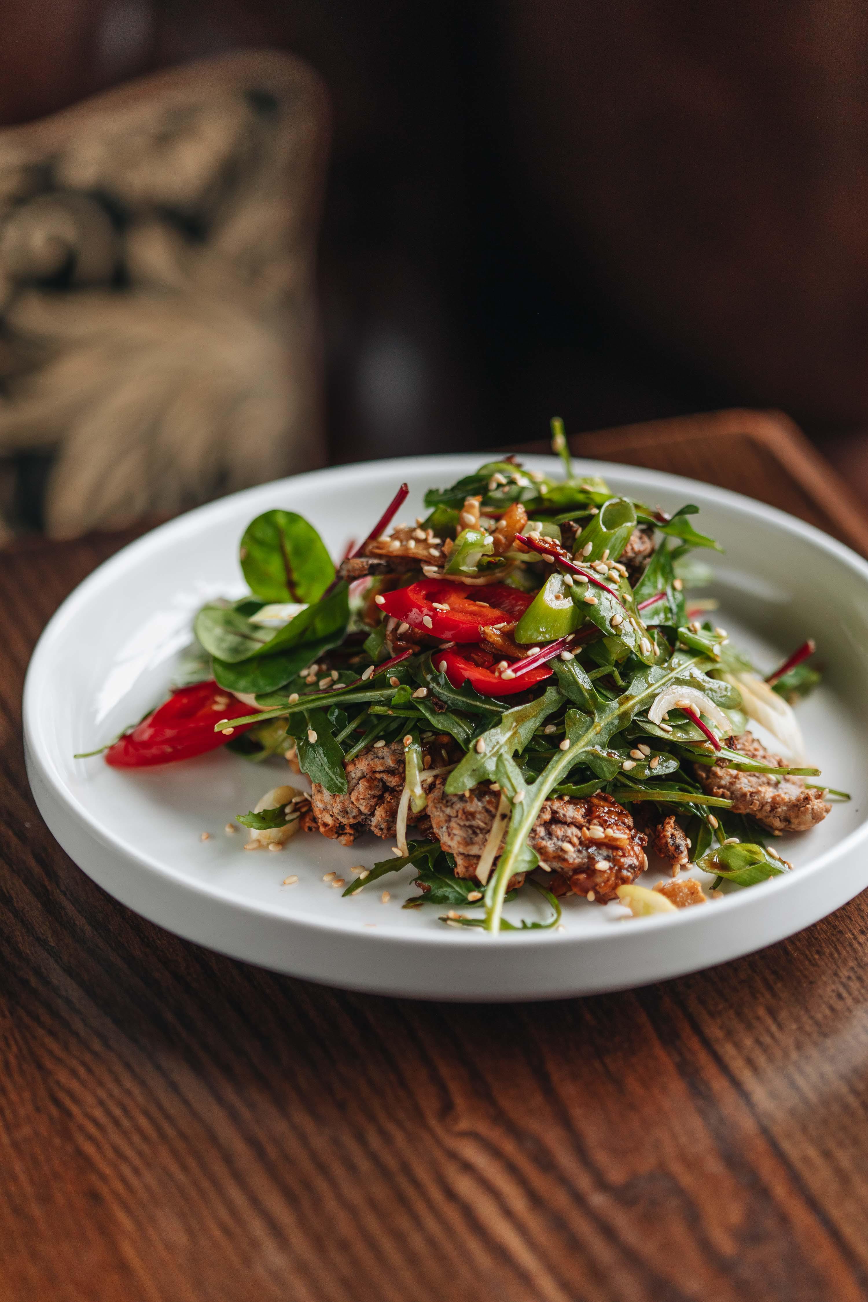 Roasted allotment salad, pumpkin seeds, basil dressing Seven Stars Kingsbridge 01548 289055