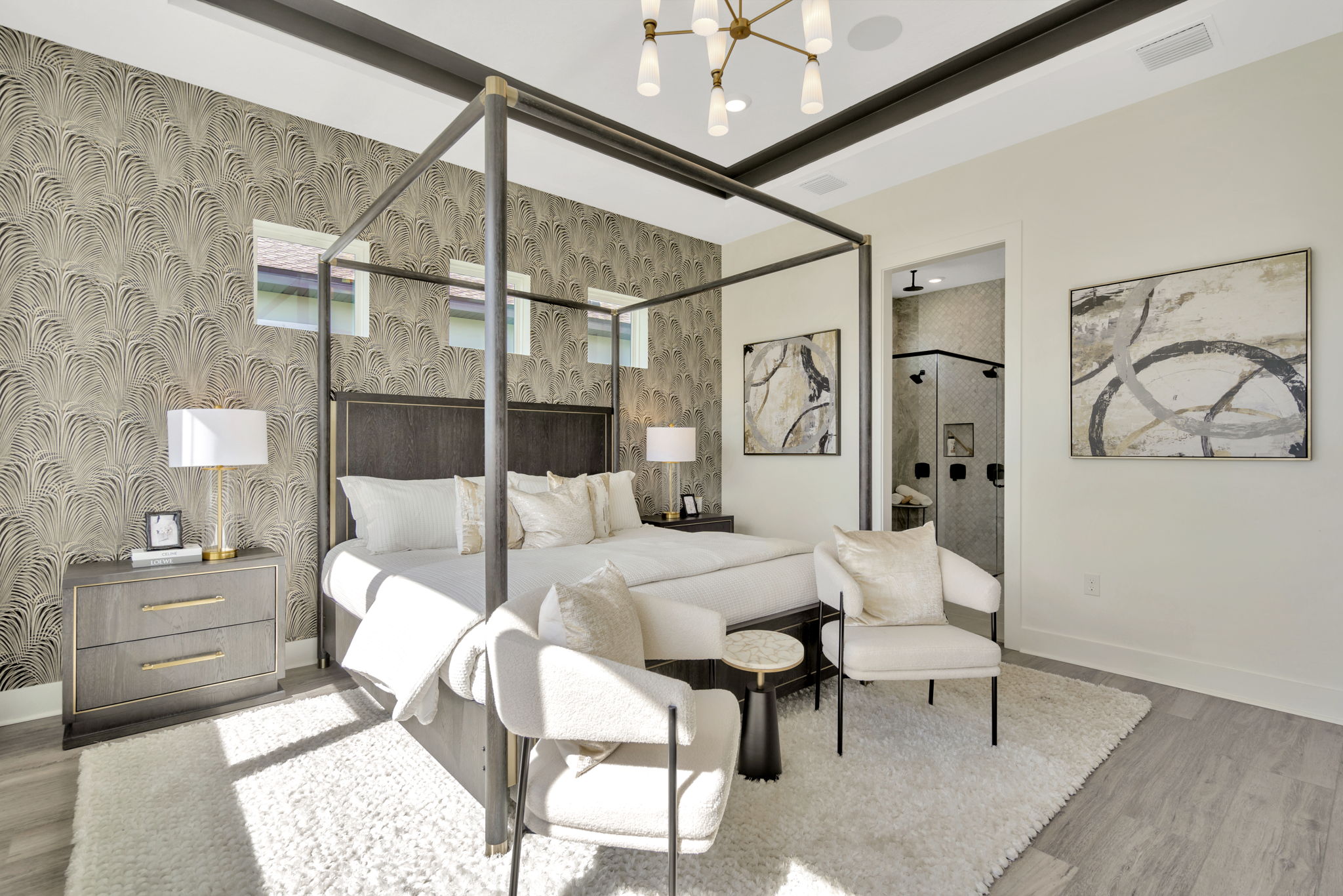 The Primary Bedroom of a DRB Homes Eider Home Plan at Biscayne Landing at Seaire in Parrish, FL.