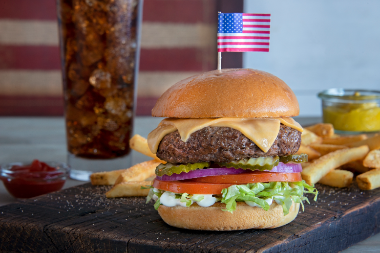 Our All-American Burger is a Shoney's® Classic served with American cheese.