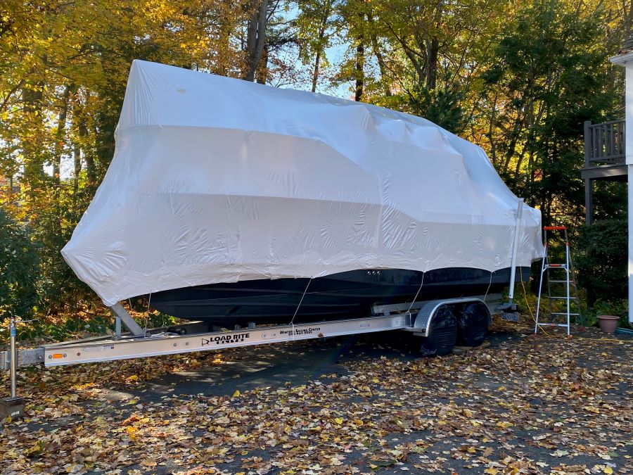 Boat shrink wrapping at your location.