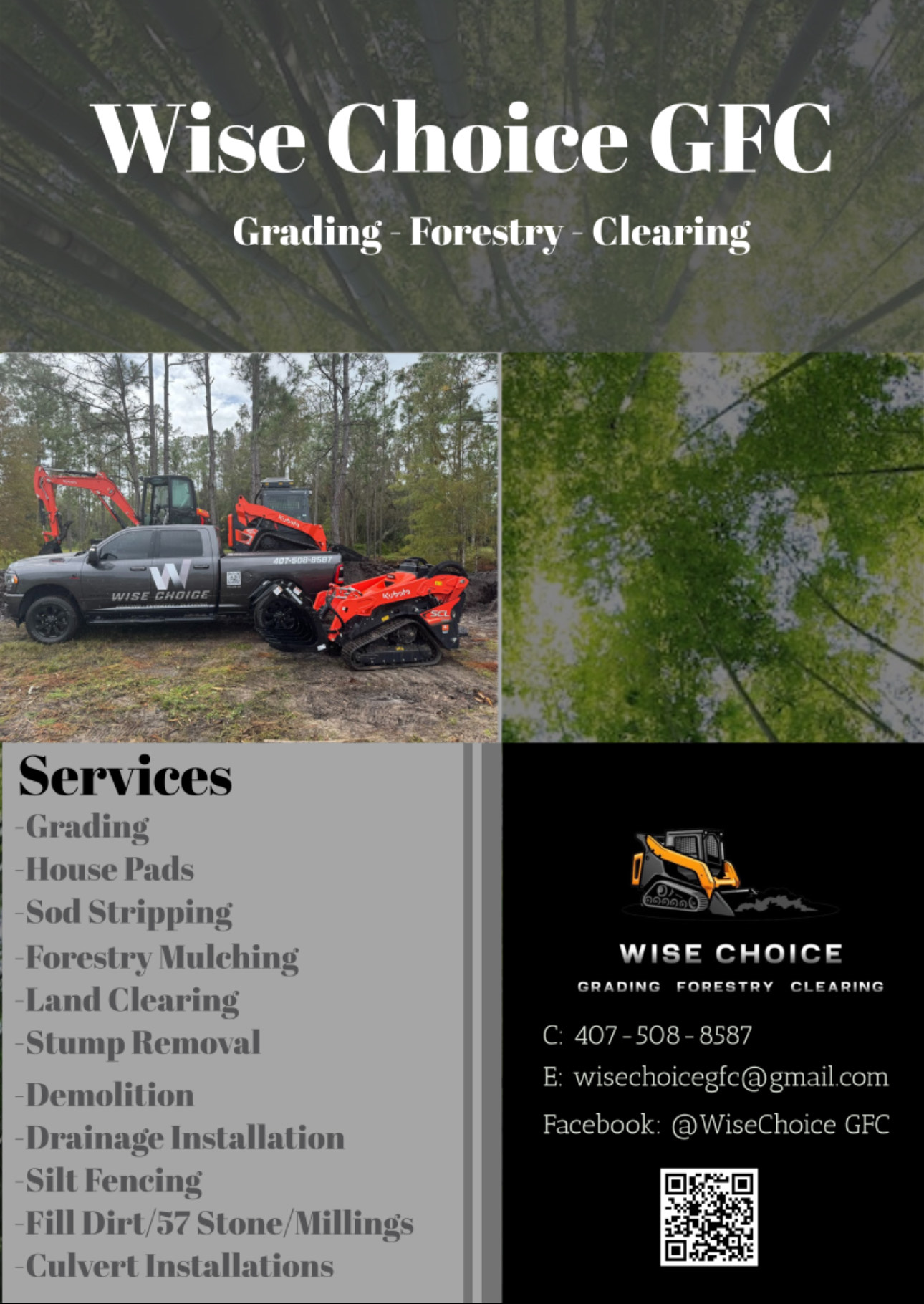 Wise Choice GFC provides expert grading services to create level, stable surfaces essential for construction, landscaping, and drainage management. Our team ensures precise ground preparation, promoting proper water flow and a solid base for future development.