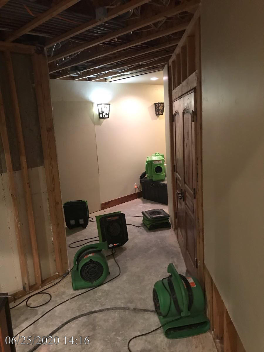 Drying equipment set up in Salt Lake City home after water damage.