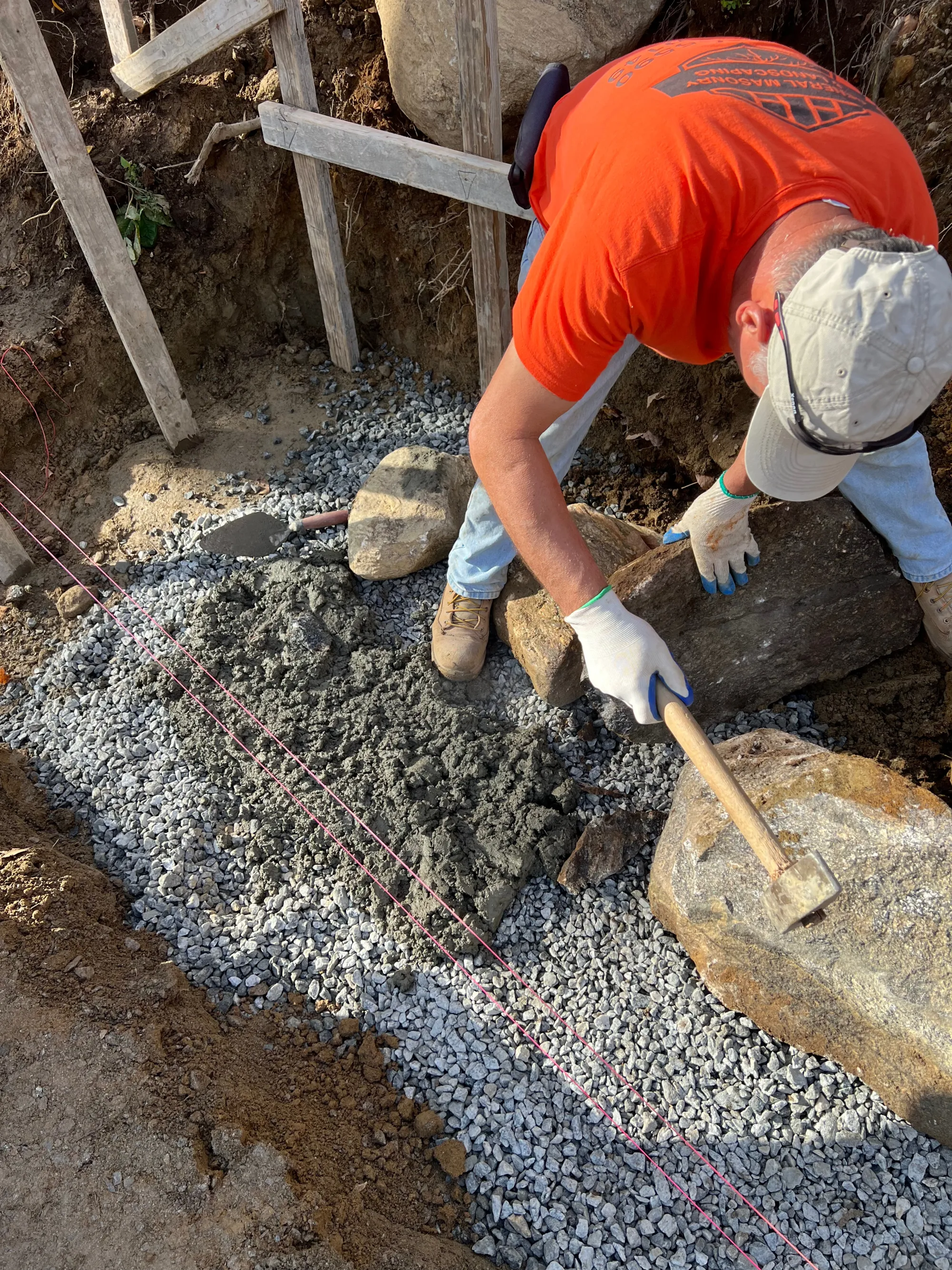 Pool deck base preparation in Bethany CT - Paver Pool Deck, Bethany project by General Masonry LLC.