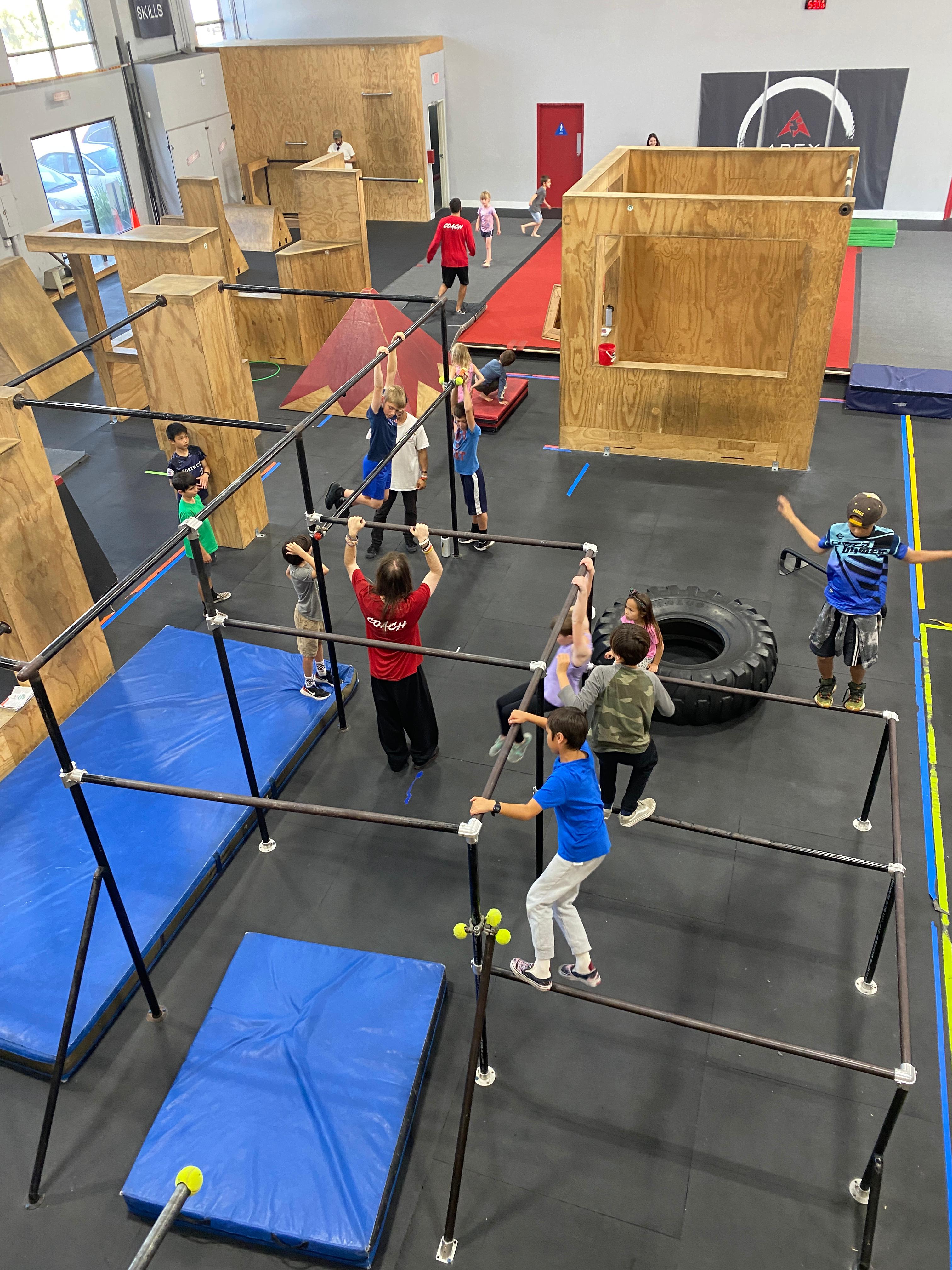 Today's skills involve the bars in the Youth Level 1 Parkour Class. APEX School of Movement San Diego San Diego (858)987-2355