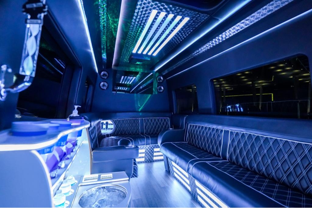 Las Vegas Party Bus Ultra Luxury Sprinter with state of the art sound and lighting.