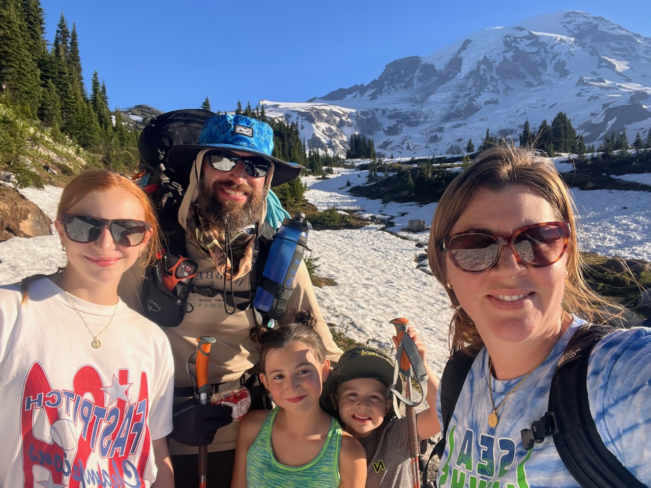 Family surprised me coming down from summit of Rainier