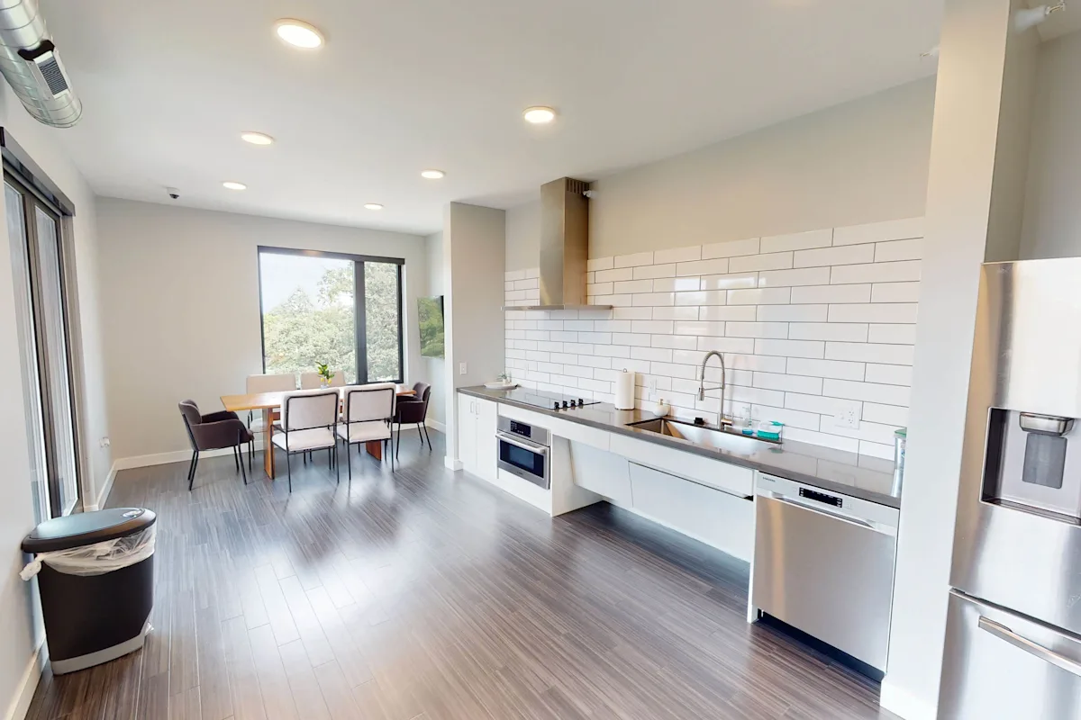 Spacious kitchen with stainless steel appliances