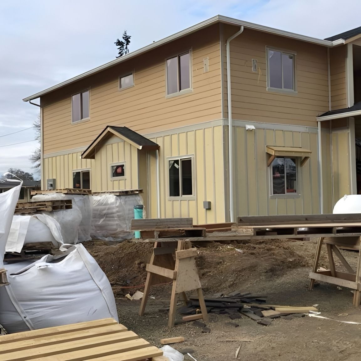 Freshly painted residential structure featuring completed exterior coating work designed to improve  
