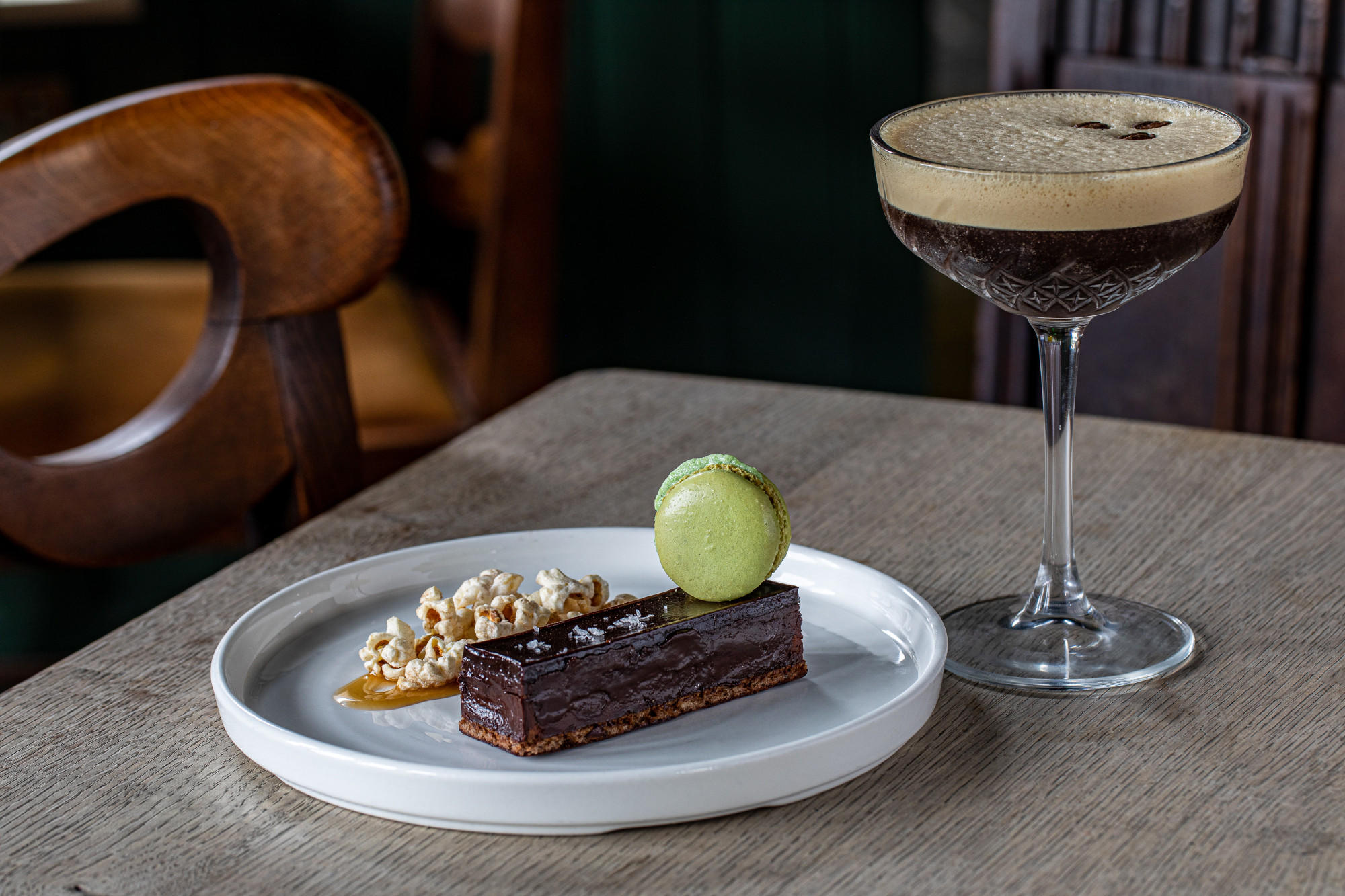 Chocolate delice, salted caramel popcorn Barony Bar Edinburgh 01316 299204