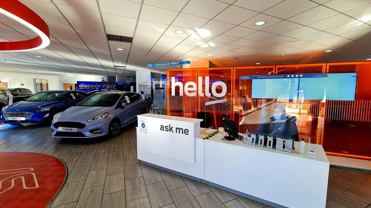 Reception desk inside of the Ford Wolverhampton showroom Evans Halshaw Ford Wolverhampton Wolverhampton 01902 875400