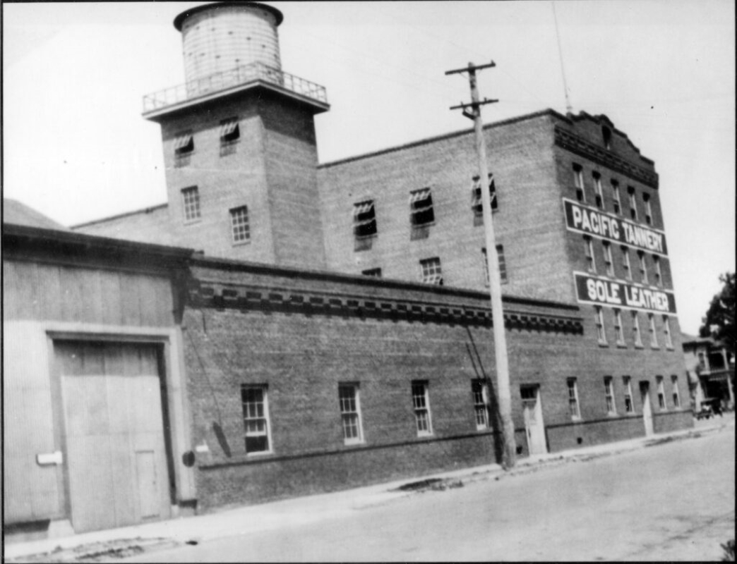 Pacific Leather Tannery building in the 1850s