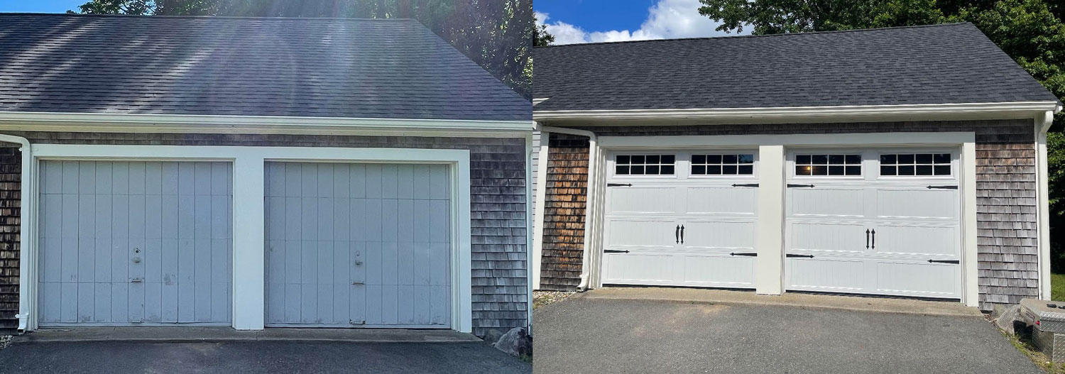 Before and after Garage Door Replacement by Maietta and Sons
