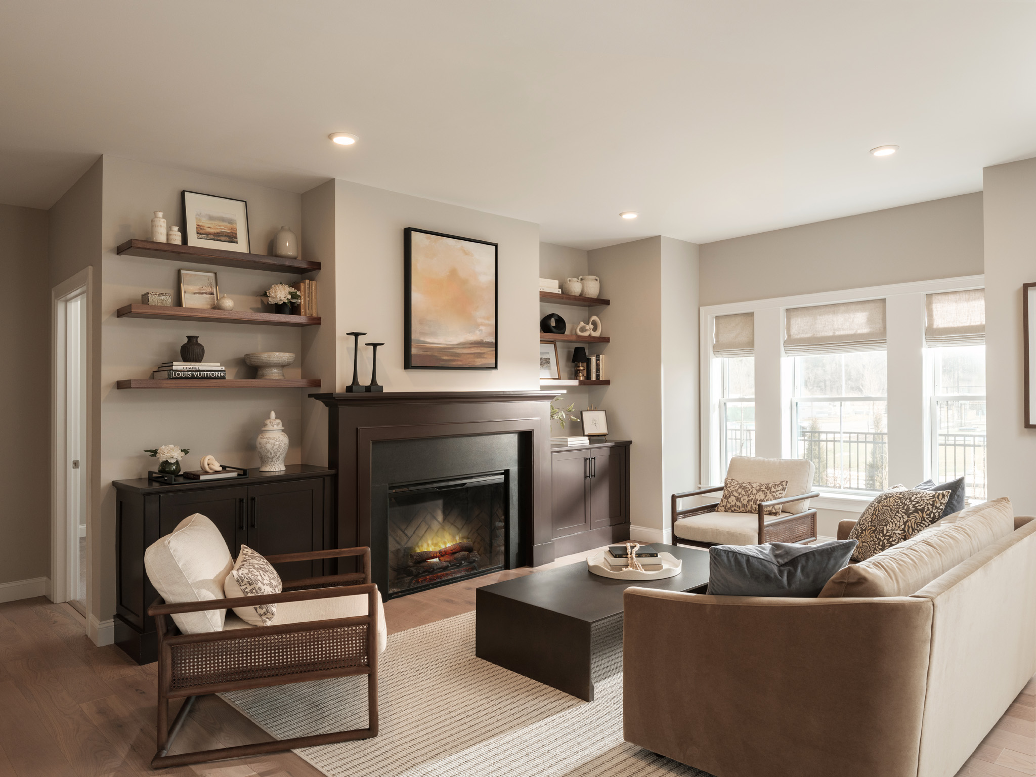 Living area in the Featherwinds model home