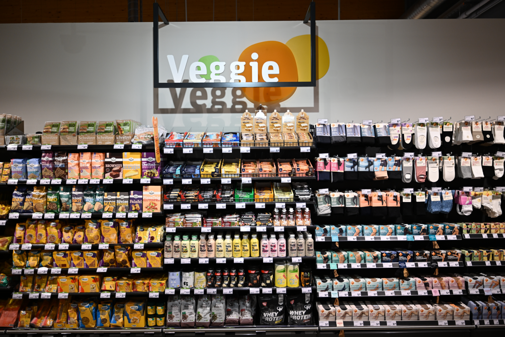Große Auswahl an vegetarischen, veganen, glutenfreien oder laktosefreien Produkten.