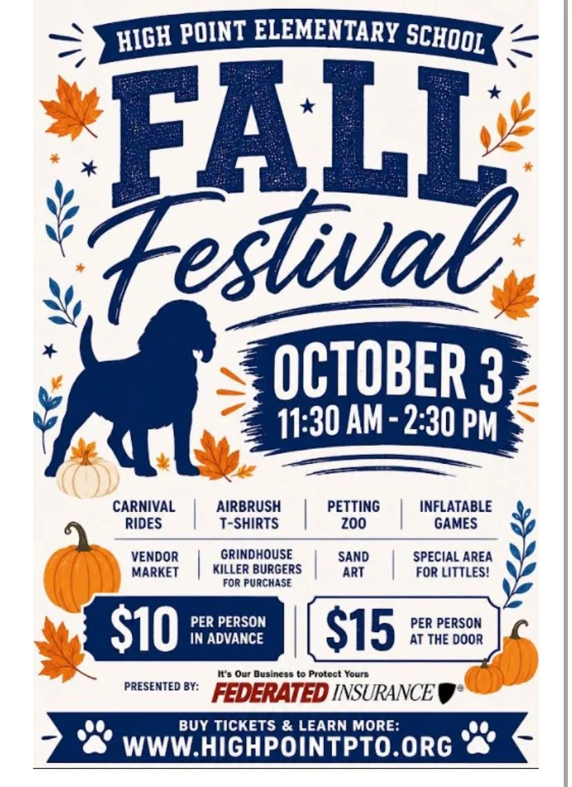 High Point Elementary School Fall Festival returns October 3, 11:30 AM–2:30 PM. Enjoy carnival rides 